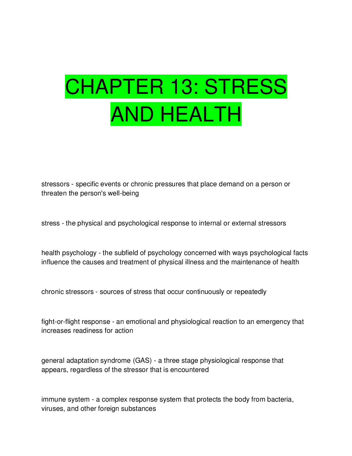 Preview image for CHAPTER 13: STRESS  AND HEALTH